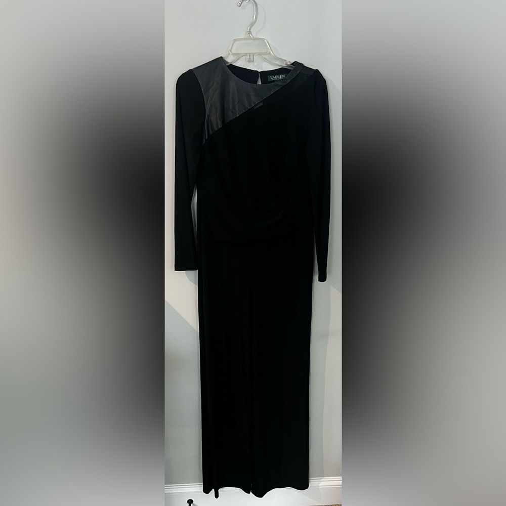 Lauren Ralph Lauren Black Cowl Neck Sheath Pant Suit